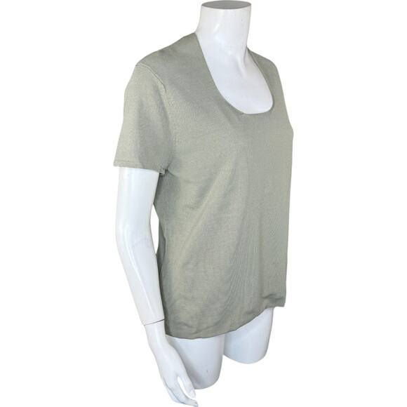 Talbots Large Petite Womens Light Olive Green Short Sleeve Stretch Top NWT - Picture 5 of 12
